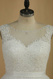 A Line Wedding Dresses Scoop With Applique And Sash Organza