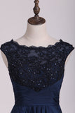 Off The Shoulder Evening Dresses A-Line Chiffon With Applique & Beading