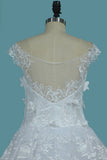 New Arrival Wedding Dresses A Line Scoop Tulle With Applique Cathedral Train