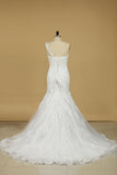 One Shoulder Tulle With Applique Mermaid Court Train Wedding Dresses