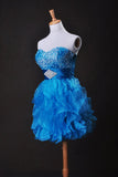 Collection Blue A Line Sweetheart Short/Mini Organza Cz