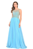 Prom Dresses Scoop Chiffon With Beading A Line Zipper Up