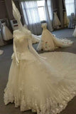 New Arrival Gorgeous Wedding Dresses Royal Train Lace Up A-Line Tulle