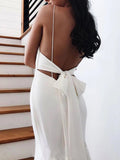 Princess Spaghetti Straps Backless V Neck Mermaid Wedding Dresses Bridal Dresses SJS15306