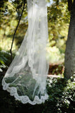 Alencon Lace Edged Cathedral Length Tulle Bridal Veil Wedding Wedding Veil JS868