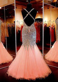 Beauty sweetheart neckline mermaid open back beading pageant formal dresses JS861