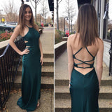 Halter Spaghetti Straps A Line V Neck Prom Dress Criss-Cross Mermaid Cheap Formal Dress P1122