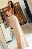 New Arrival Sequin Long Sweetheart Spaghetti Straps Criss Cross Beads Prom Dresses JS762