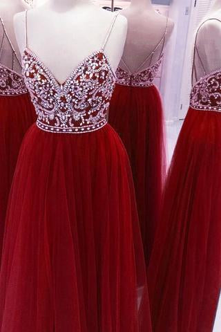 Spaghetti Straps Beading Handmade Long Evening Dress Formal Women Dress prom dresses uk Z104