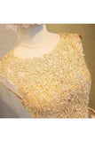 Light beads satins lace round neck homecoming dress JS384