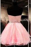 Lace Short Blush Pink Strapless Sweetheart Sweet 16 Dress Homecoming Dresses H28