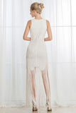 A-Line Jewel Ivory Scoop Satin Beading Tassel Sleeveless Appliques Dresses UK JS272