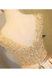 Light beads satins lace round neck homecoming dress JS384