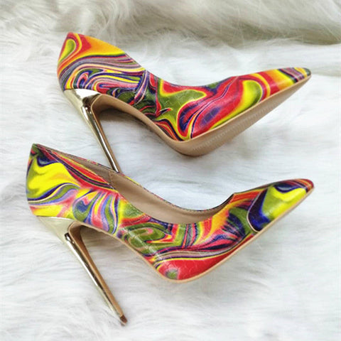 High-heels Yellow Ombre Colorful Fashion Women Party Shoes