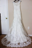 Simple Mermaid Lace Appliques Long V Neck Wedding Dresses