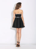 A-Line Sweetheart Bowknot Homecoming Dresses Sleeveless Short Melina Satin Dresses