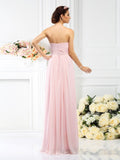 Hand-Made Flower Sleeveless Long Chiffon Bridesmaid Dresses