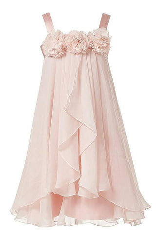 Princess Pink A-Line Chiffon Sleeveless Floor-Length Flower Girl Dress GD00007