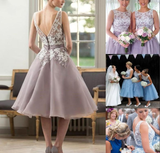 Lace Rustic Chiffon Bridesmaid Dresses Short Prom Dresses