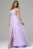 Lilac Spaghetti Straps Lace Appliques Wedding Guest Dresses