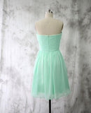 Mint Chiffon Homecoming Dresses Short Bridesmaid Dresses