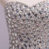 Sexy Mermaid Rhinestone Sweetheart Chiffon Sleeveless Slit Long Prom Dresses JS172