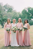 Hot Sale V Neck Bohemian Long Chiffon Bridesmaid Dresses