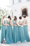 Bohemian Romantic A Line Tulle High Low Bridesmaid Dresses