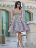 Short Gorgeous Strapless Popular Sparkly Unique Knee-Length Homecoming Dresses PD155