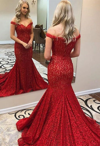 Mermaid Sexy V Neckline Red Evening Dress Trumpets Shape Dress JS112