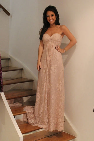 Pd397 Charming Prom Dress Lace Prom Dress A-Line Prom Dress Strapless Prom Dress Long Prom Dress