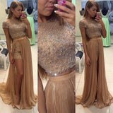 Pd12223 Charming Prom Dress O-Neck Prom Dress A-Line Chiffon Noble Two Pieces Prom Dresses uk