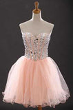 Sweetheart Beading Tulle Sleeveless Short Cocktail Dress Charming Homecoming Dresses XT278