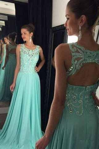 Prom Dresses Hot Simple Teens Fashion Beading Evening Dress Chiffon Prom Gowns JS929