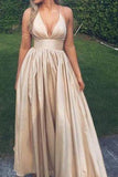 Sexy V neck Prom Dresses Sexy Champagne Graduation Dress Open Back Party Dresses JS171