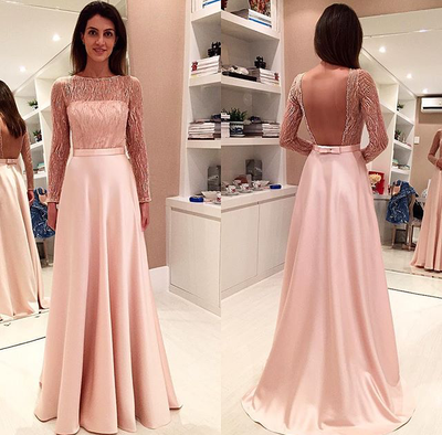 Backless Beading Long Charming Formal Women Dress F298