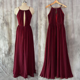 A-Line/Princess Scoop Neck Floor-Length Chiffon Bridesmaid Dresses JS528