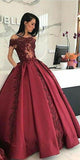 Burgundy Long Affordable Appliques Mermaid Lace Appliques Prom Dresses JS300