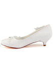 Lace White Lower Heel Evening Shoes Wedding Shoes uk L-922