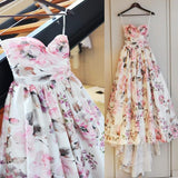 Ball Gown Printed Satin Sweetheart Sleeveless Wedding Dress JS684