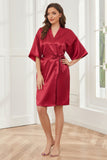 Ready Satin Burgundy Robe for Bride