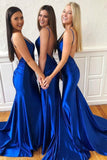 Modern V Neck Mermaid Long Backless Bridesmaid Dresses Prom Dresses