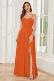 A-line Spaghetti Straps Chiffon Bridesmaid Dresses