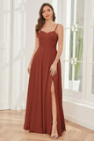 A-line Spaghetti Straps Chiffon Bridesmaid Dresses