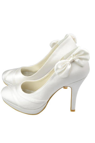 High Heel Ivory Elegant Comfy Simple Wedding Shoes JS0010