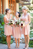 Hot Sale Simple Prom Dress Vintage Short V Neck Bridesmaid Dresses