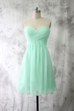 Mint Chiffon Homecoming Dresses Short Bridesmaid Dresses