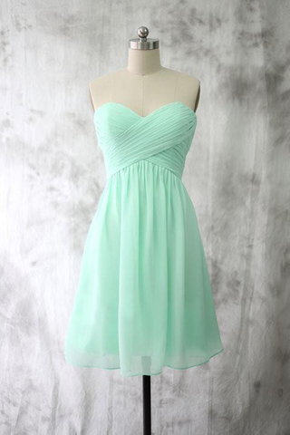 Mint Chiffon Homecoming Dresses Short Bridesmaid Dresses