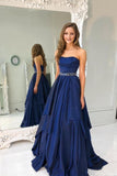 A Line Strapless Prom Dresses Long Sweetheart Formal Dress