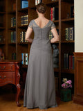 Dulce A-Line/Princess Chiffon Applique Sweetheart Short Sleeves Floor-Length Mother of the Bride Dresses SJSP0020328